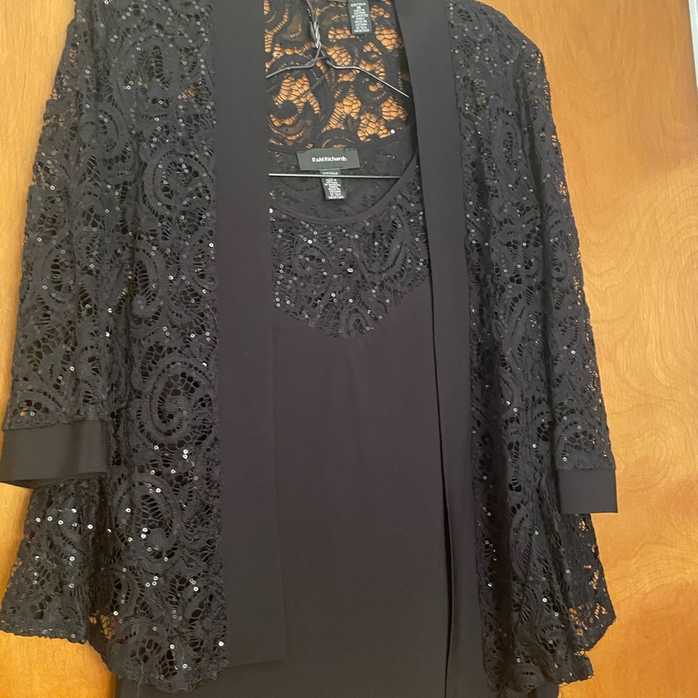 R&M Richard’s Black Lace Jacket and camisole Set